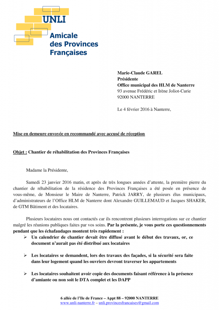 16-18 - Chantier Provinces Françaises (Lettre 1)