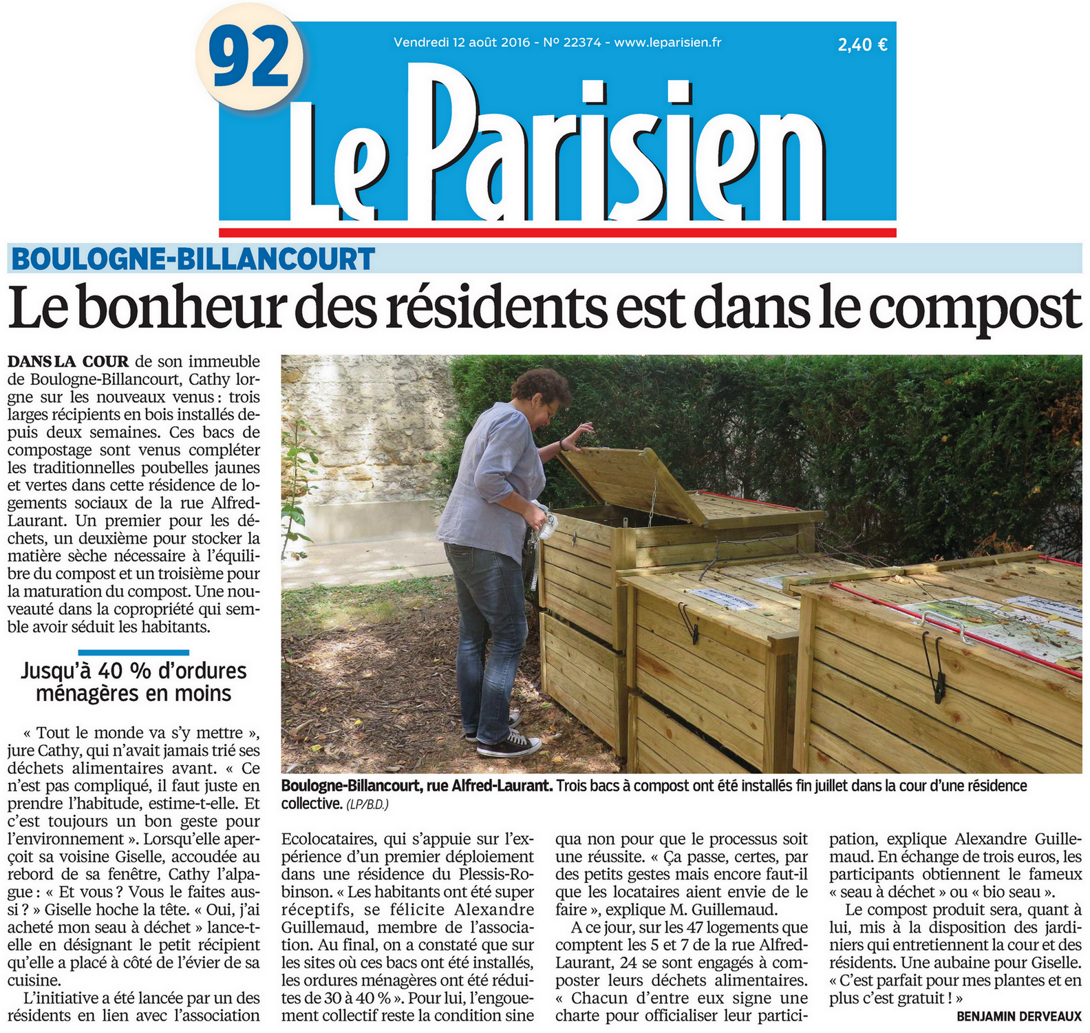 Le Parisien du 2016-08-12 - Le bonheur des résidents est dans le compost